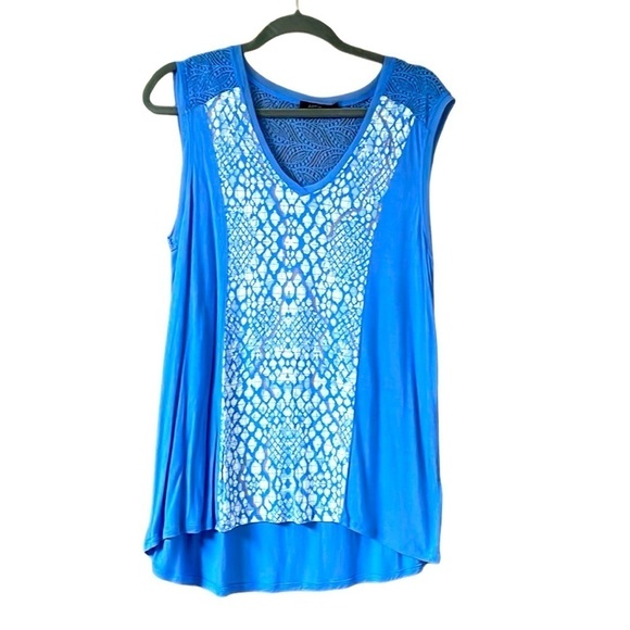 Apt 9 size large blue snake print tank with lace detail - Picture 1 of 8